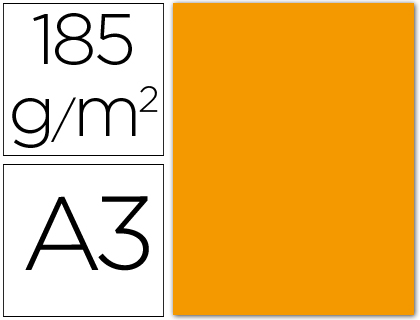 50h. cartulina Guarro A3 185g/m² mandarina